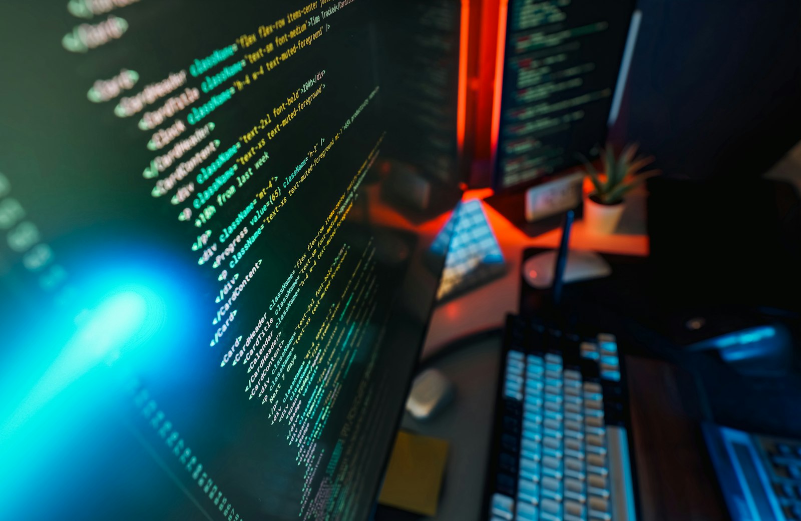 RSS feed format example shown as XML code on a computer screen